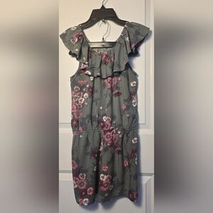 Girls Floral Ruffle Sleeveless Romper Size L